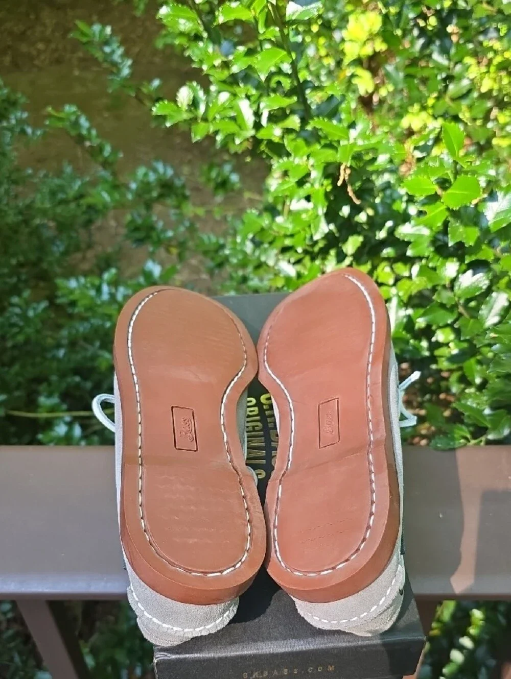 G.H. Bass & Co. Men’s Taupe Suede Boat Shoes with Brown Sole